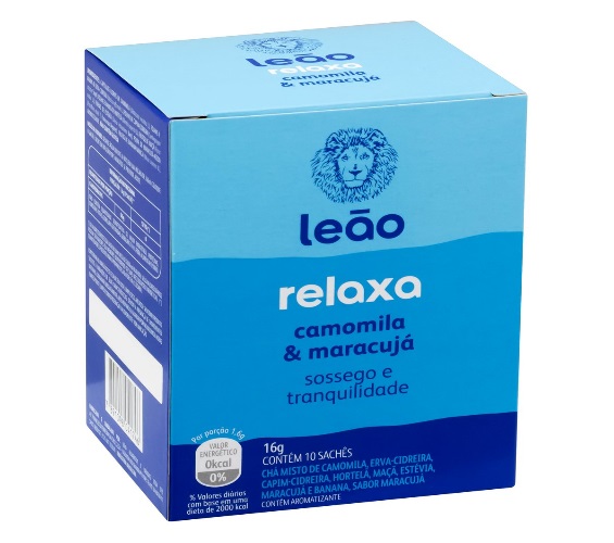 Chá Camomila e Maracujá Leão Relaxa Caixa 16g 10 Unidades