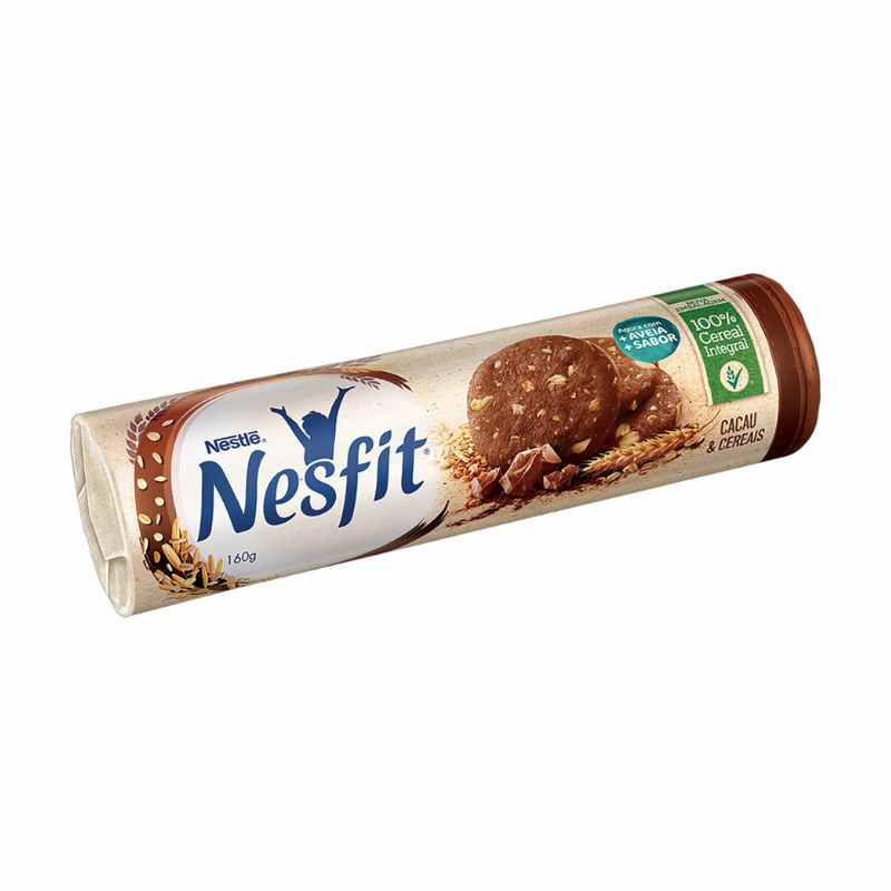 Biscoito Integral Cacau & Cereais Nestlé Nesfit Pacote 160g