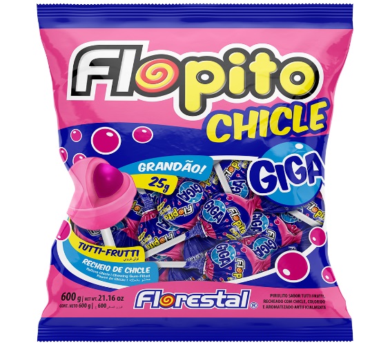 Pirulito Florestal Flopito Chicle T Frut 600g