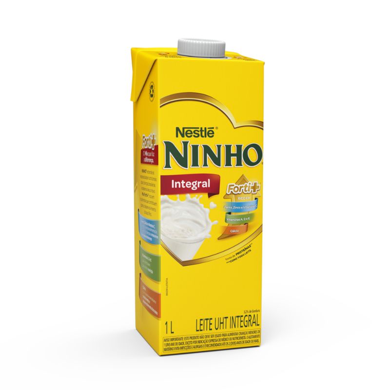 Leite UHT Integral Nestlé Ninho Forti+ Caixa com Tampa 1l