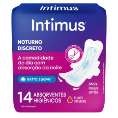 Absorvente com Abas Extra Suave Dia & Noite Ultrafino Intimus Pacote 14 Unidades