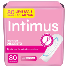 Protetor Diário sem Abas Antibacteriano Intimus Pacote 80 Unidades Leve Mais Pague Menos
