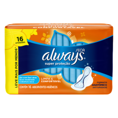 Absorvente com Abas Seca Super Proteção Always Pacote 16 Unidades Leve Mais Pague Menos