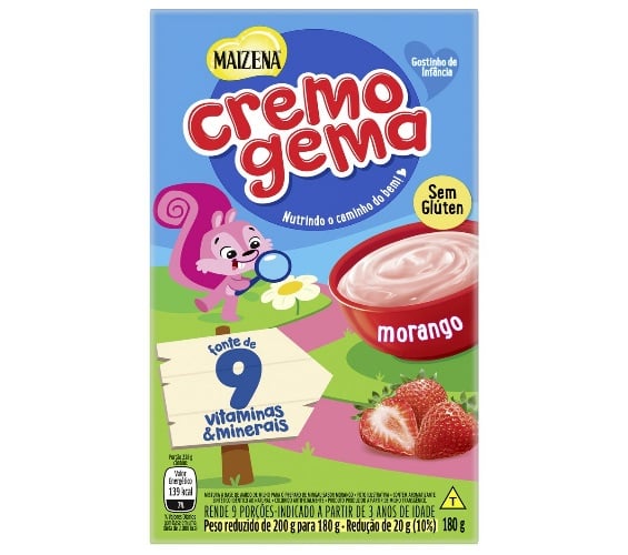 Mingau Morango Maizena Cremogema Caixa 180g