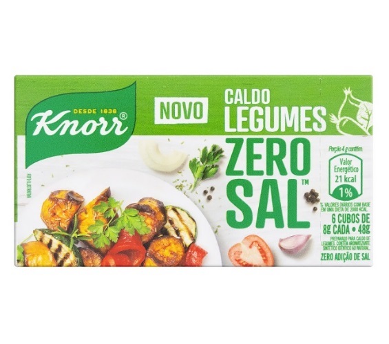 Caldo em Tablete Legumes Zero Sal Knorr Caixa 48g 6 Unidades
