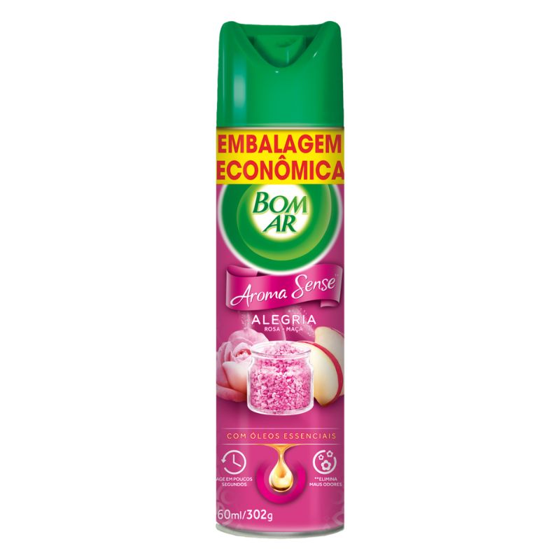 Neutralizador de Odores Alegria Bom Ar Aroma Sense Frasco 360ml Embalagem Econômica