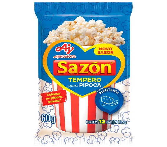 Tempero em Pó para Pipoca sabor Manteiga Sazón Pacote 60g com 12 Unidades