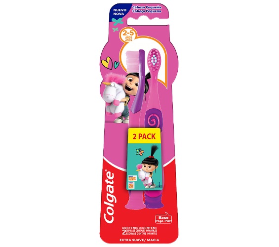 Pack Escova Dental Infantil Extra Suave e Macia Meu Malvado Favorito Colgate Cabeça Pequena 2 Unidades