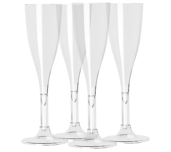 Taça Descartável Champagne Cristal 120ml Strawplast Gold Pacote 4 Unidades