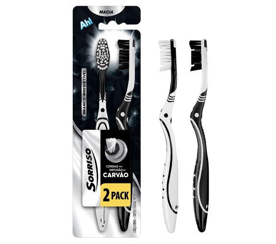 Escova Dental Sorriso Infusão Carvão Macia 2 Un