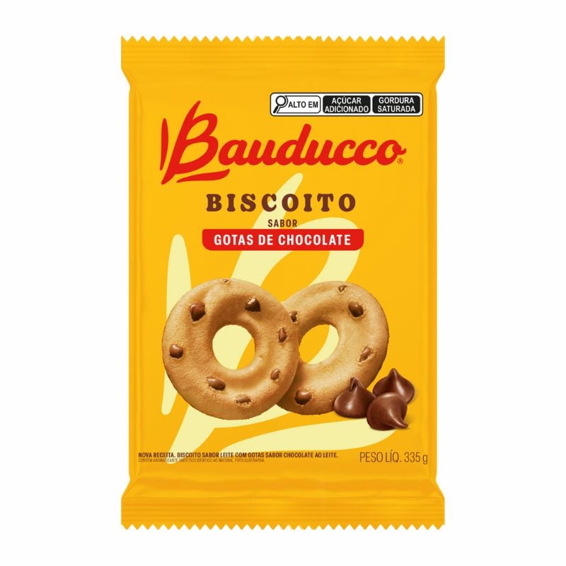 Biscoito Bauducco sabor leite com gostas de chocolate 335g