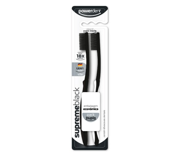 Escova Dental Powerdent Supreme Black Macia 3Un