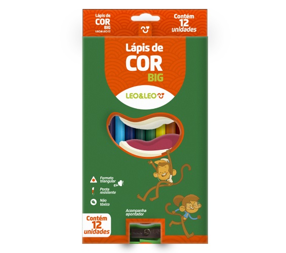 LAPIS COR LEO&LEO BIG 12 CORES APONTADOR