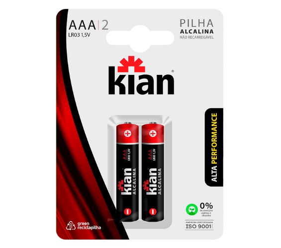 Pilha Alcalina Kian Aaa 2Unidade