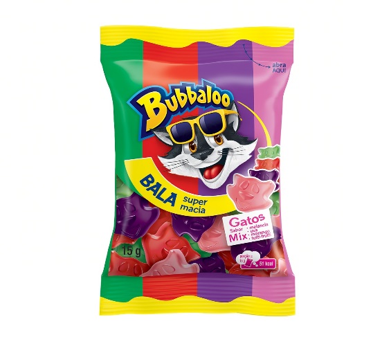 Bala Macia Bubbaloo Bubba Jellies Mix Sortidos 15g