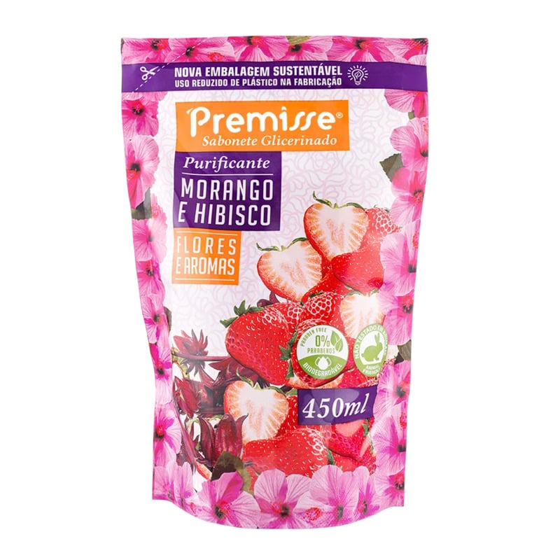Sabonete LÍquido Premisse Morango e Hibisco Refil 450ml