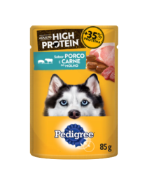 Ração Pedigree Adulto High Protein Sabor Porco e Carne ao Molho 85g