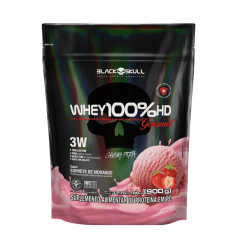 Suplemento Alimentar Black Skull Whey 100% sabor Morango 900g