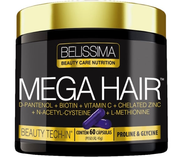Suplemento Alimentar Belíssima Mega Hair 60 Cápsulas 45g