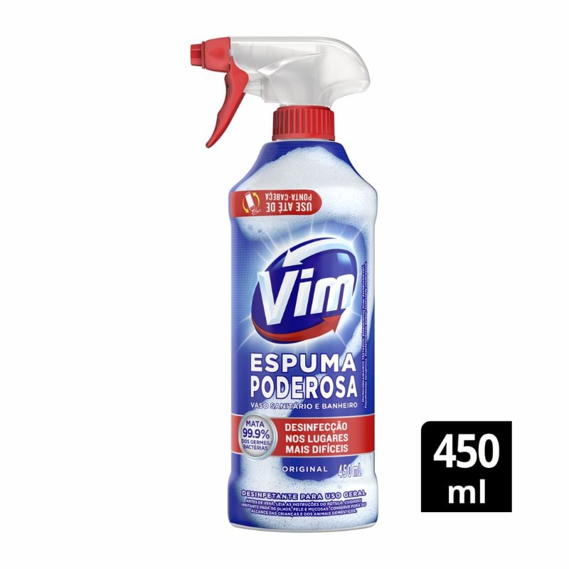 Desinfetante Uso Geral Original Vim Espuma Poderosa Sachê 450ml Refil Econômico
