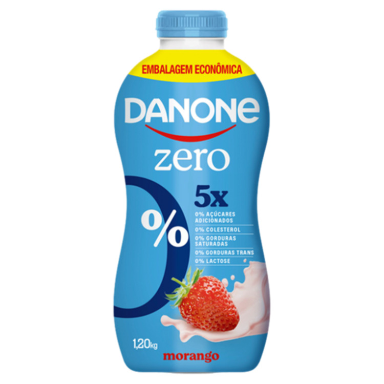Iogurte Desnatado Morango Zero Lactose Danone Garrafa Embalagem Econômica 1,2kg