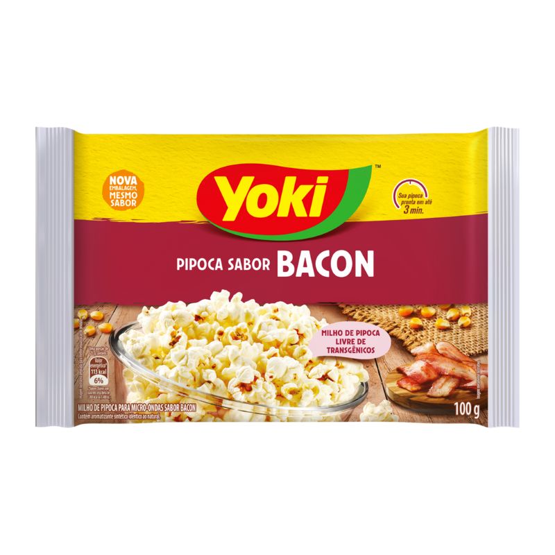 Pipoca para Micro-Ondas Bacon Yoki Pacote 100g
