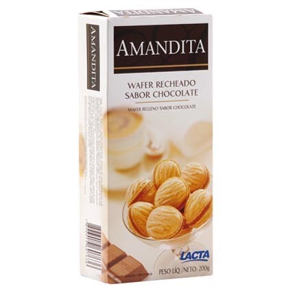 Chocolate com Recheio de Creme com Cacau Lacta Amandita Caixa 200g