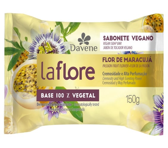 Sabonete em Barra Vegetal Flor de Maracujá Davene La Flore Pacote 180g