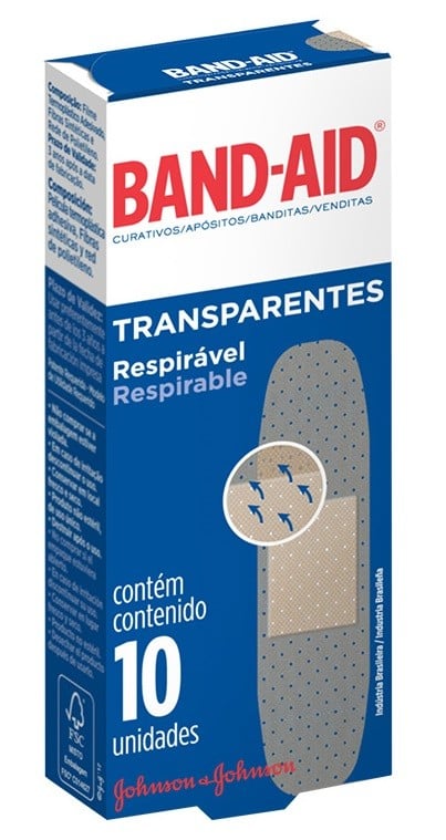 CURATIVO BAND-AID TRANSP 1,9CMX7,6CM CX