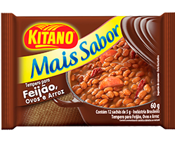 Tempero em Pó para Feijão Cebola, Louro e Bacon Mais Sabor Kitano Pacote 60g 12 Unidades