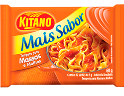 Tempero em Pó para Massas Manjericão Orégano e Cúrcuma Mais Sabor Kitano Pacote 60g 12 Unidades