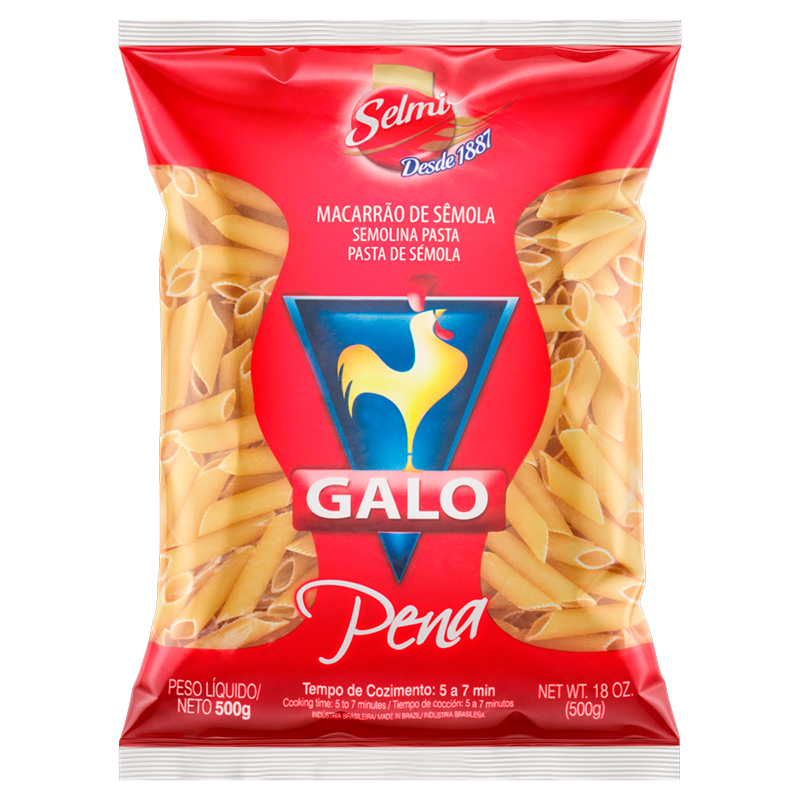 Macarrão de Sêmola Penne Galo Pacote 500g