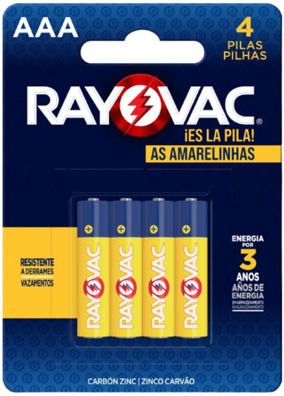 Pilha Rayovac AAA Palito AM Cartela com 4 Unidades