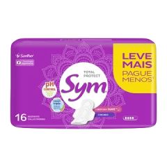Absorvente com Abas Suave Total Protect Sym Pacote Leve 16 Pague 14 Unidades