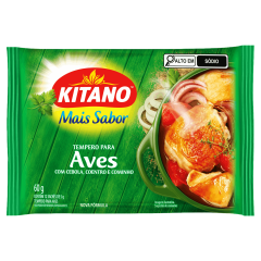 Tempero em Pó para Aves Cebola, Coentro e Cominho Mais Sabor Kitano Pacote 60g 12 Unidades