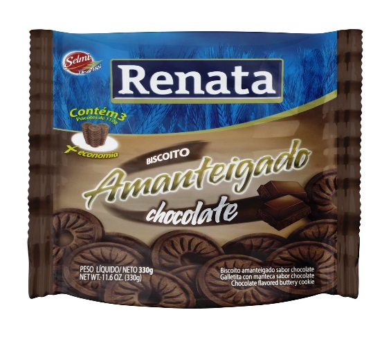 Biscoito Amanteigado Chocolate Renata Pacote 330g