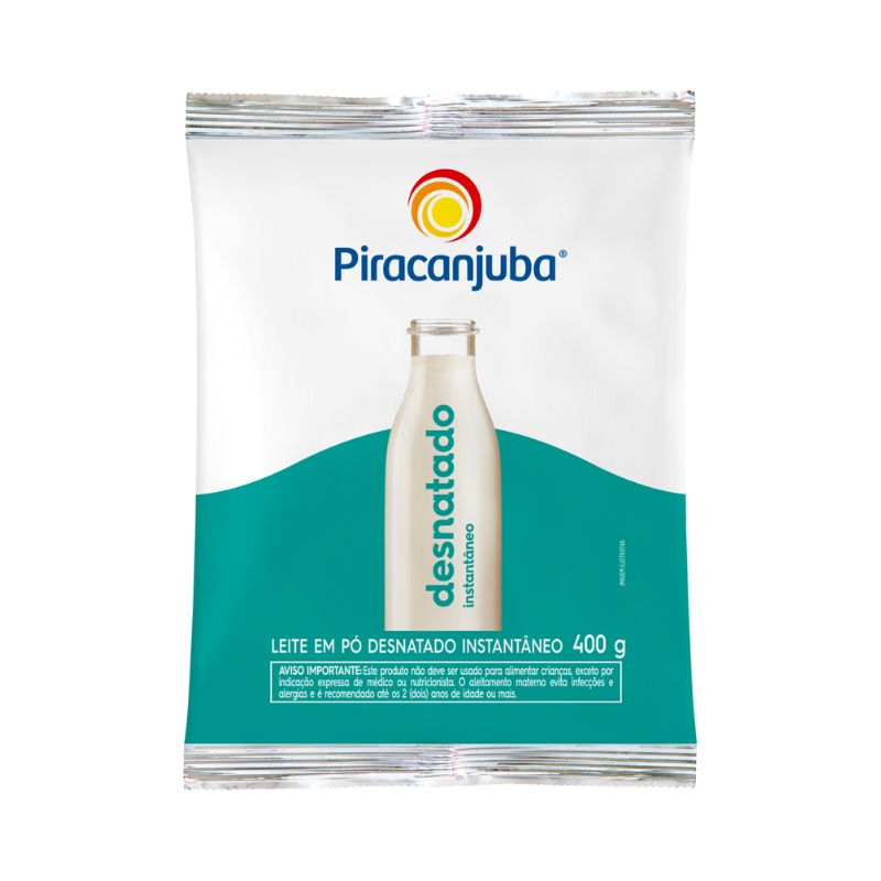 Leite em Pó Instantâneo Desnatado Piracanjuba Pacote 400g