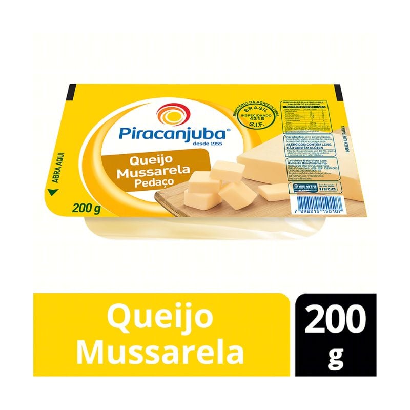 Queijo Musarrela Piracanjuba Pedaco 200g