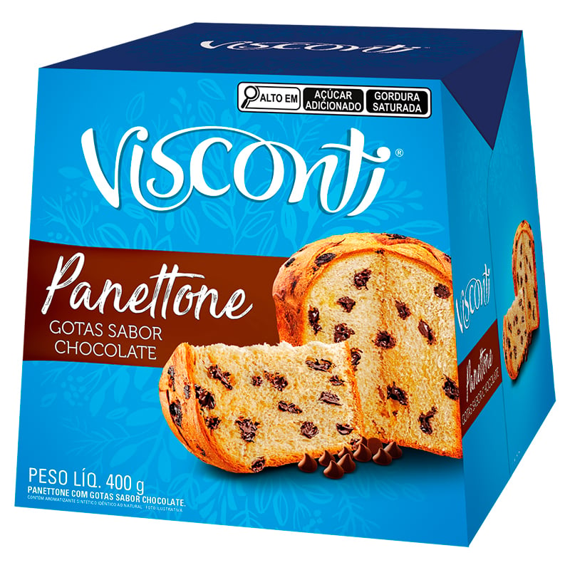 Panettone Com Gotas Sabor Chocolate Viscontti 400g