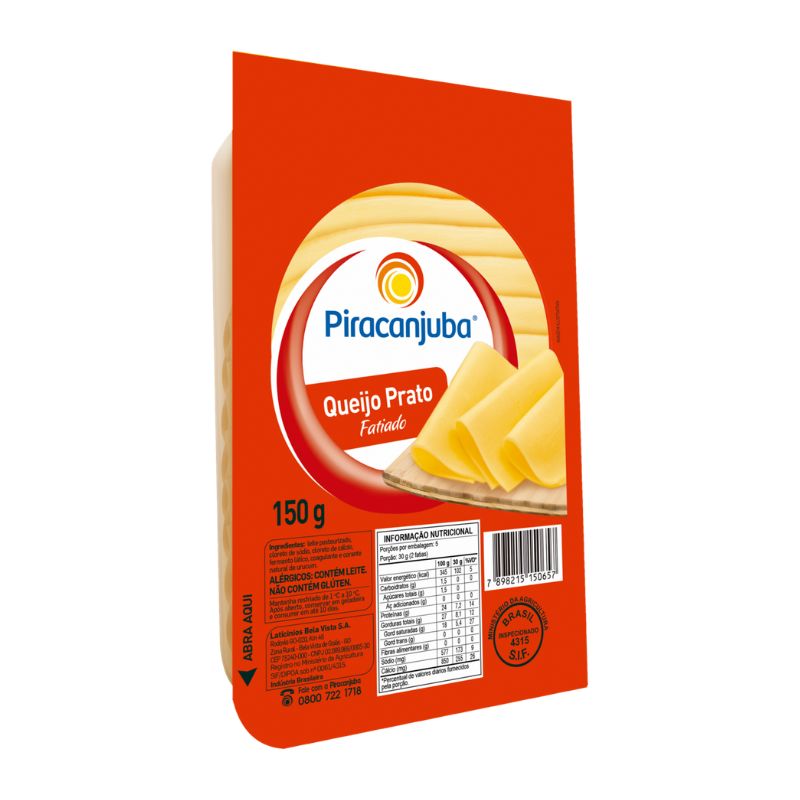 Queijo Prato Piracanjuba Fatiado 150g