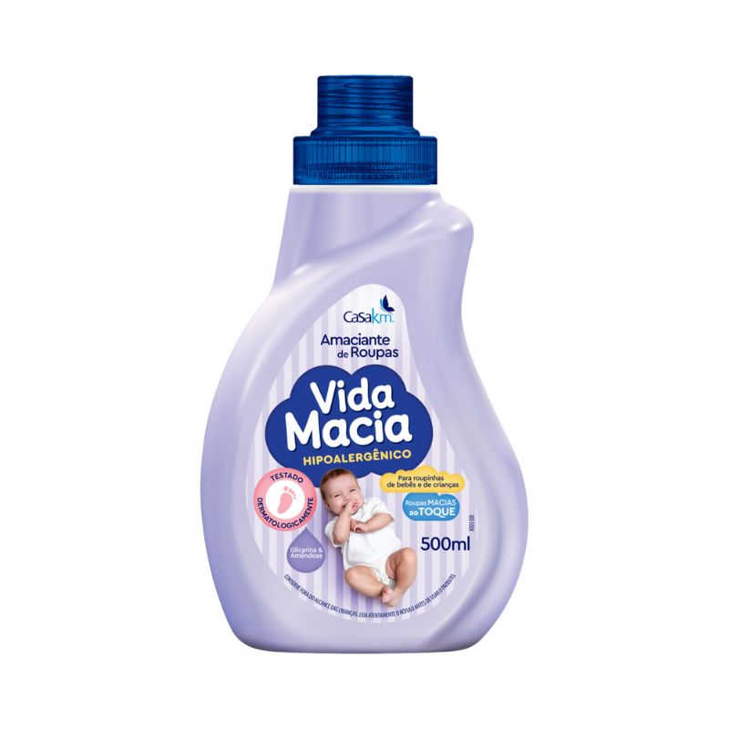 Amaciante de Roupa Diluído Glicerina & Amêndoas Vida Macia Frasco 500ml