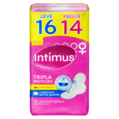Absorvente com Abas Suave Intimus Tripla Proteção Pacote Leve 16 Pague 14 Unidades