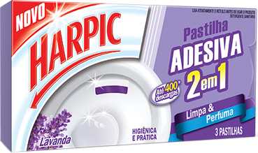 Detergente Sanitário Pastilha Adesiva Lavanda Harpic 3 Unidades