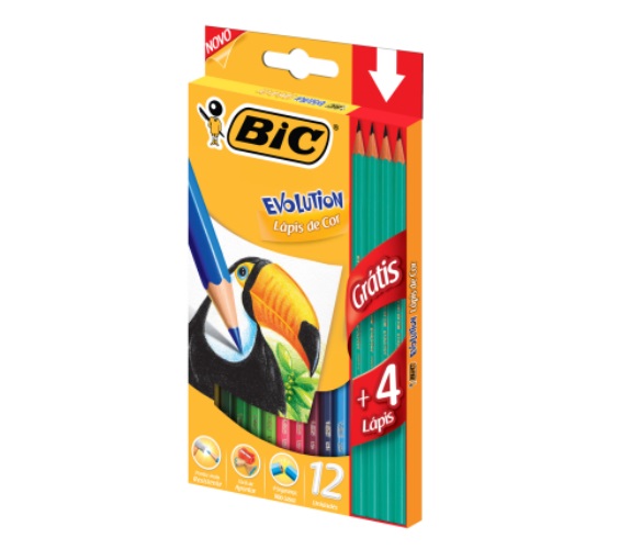 Lápis de Cor Bic Evolution 12 Unidades Grátis 4 Lápis