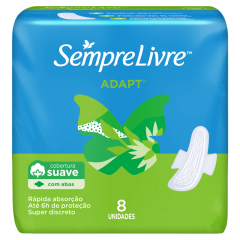 Absorvente Livre com Abas Adapt Suave 8 Un