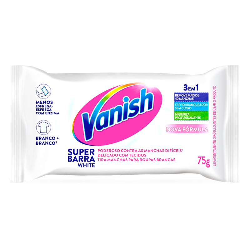 Tira Manchas em Barra Branqueador Vanish White Pacote 75G