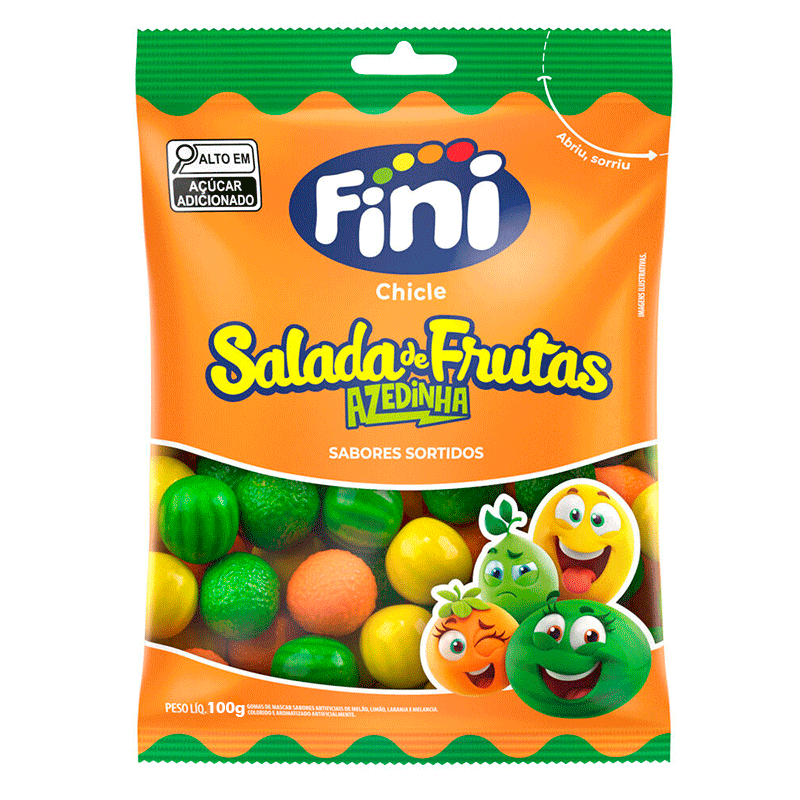Chiclete Ácido Salada de Frutas Fini Pacote 80g