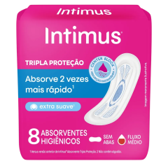 Absorvente sem Abas Extra Suave Intimus Tripla Proteção Pacote 8 Unidades
