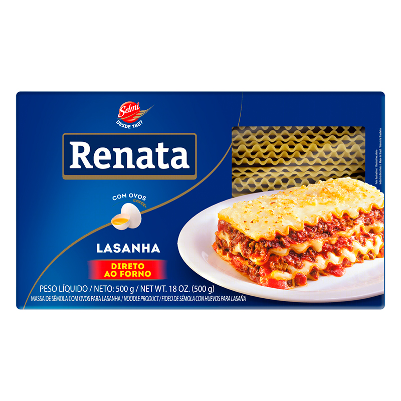 Massa de Sêmola com Ovos para Lasanha Renata Caixa 500g