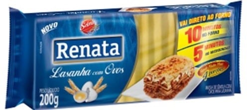 Massa de Sêmola com Ovos para Lasanha Renata Pacote 200g